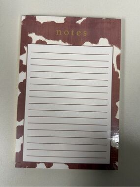 Lady JAYNE Brown White Cow’s Hide Gold Tone Guilded Pages Lined Notepad